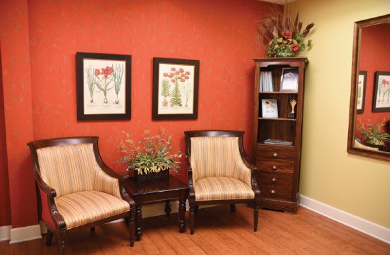 Office waiting area with two comfortable chairs