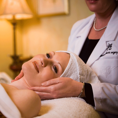 Woman receiving a facial