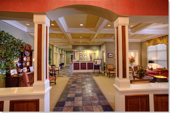 Entrance arch leading into the main waiting room area